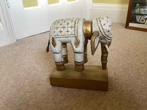 Vintage wooden carved elephant - wooden,