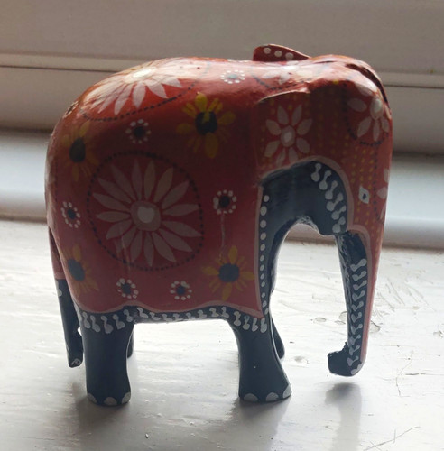 Hand painted wooden elephant - hand-painted,