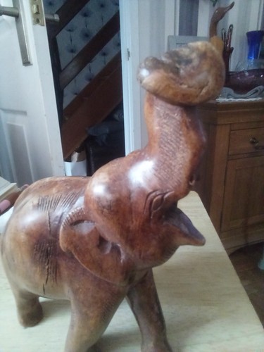 Wooden elephant ornament tusks - elephant,