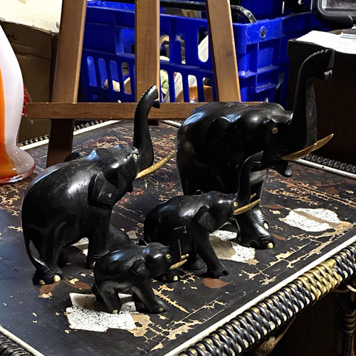 Set carved wooden black - set, of