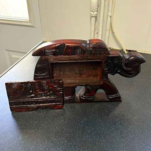 Carved wooden elephant - carved,