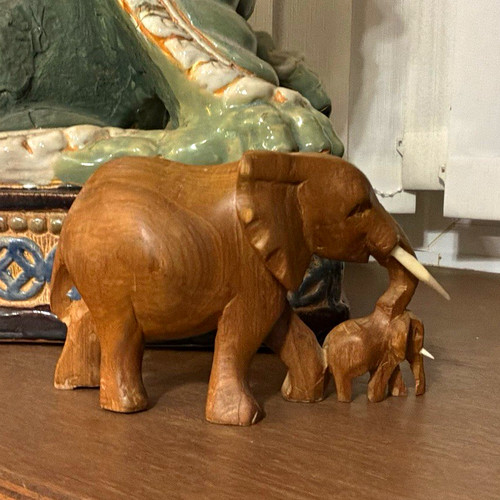 Carved wooden elephant - carved,
