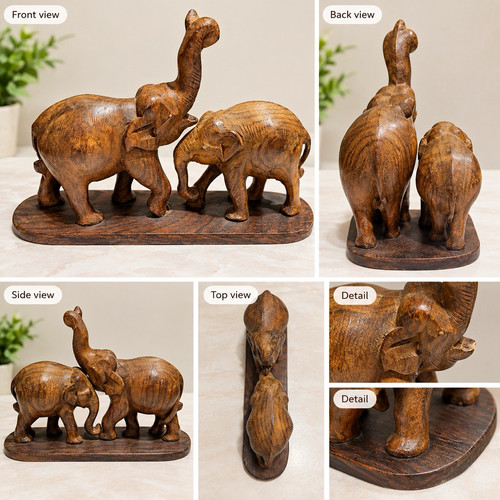 Hand carved wooden elephant - hand-carved,