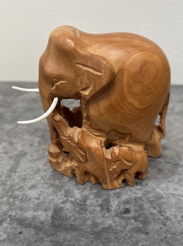 Hand carved wooden elephant - carved,