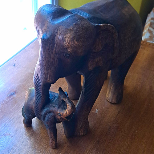 Carved wooden elephant - elephant, &