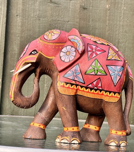 Hand painted wooden - hand-painted, elephant