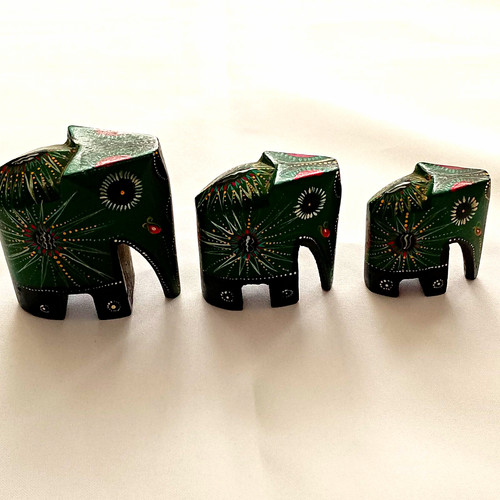 Hand painted set - 3, green