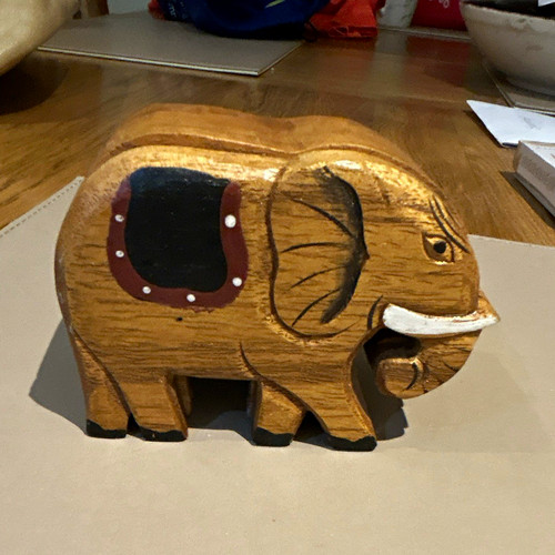 Carved wooden elephant - carved,