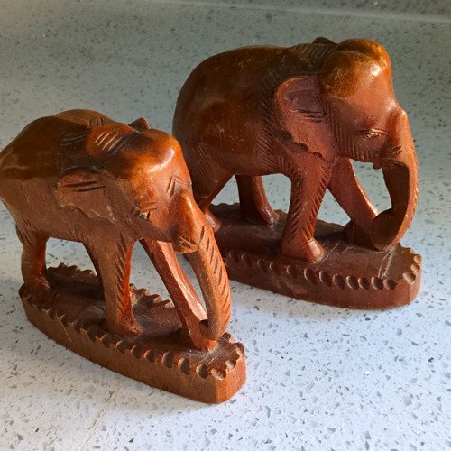 Pair carved wooden - of,