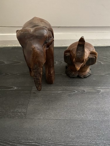 Vintage wooden elephants - wooden,