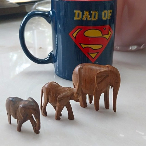 Carved wood elephant - elephant, ornament
