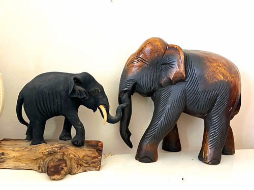 Hand carved wooden elephant - hand,