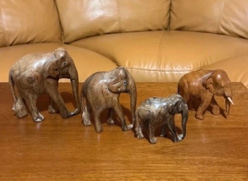 Four vintage wooden - wooden, elephant