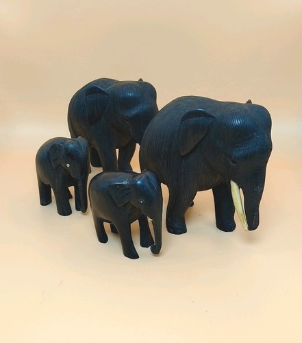 Hand carved wooden elephant - 4x,