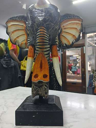 Carved wooden elephant - wooden,