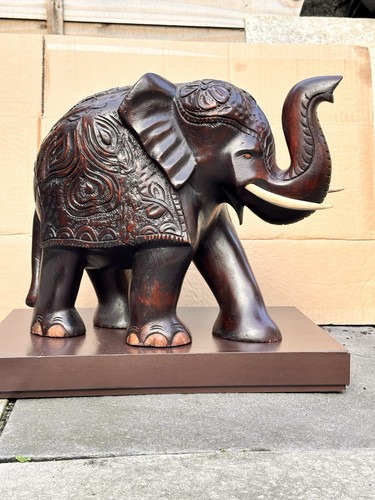 Hand carved wooden elephant - carved,
