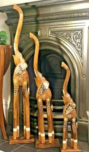 Large wooden elephant - wooden, statue