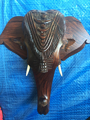 Hand carved wooden - carved, elephant