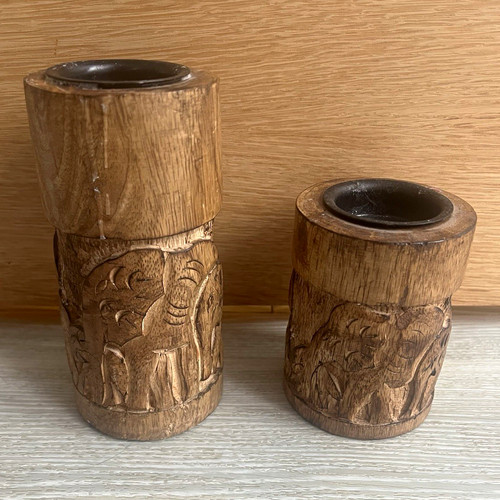 Pair carved wooden - of,