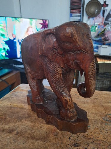 Big vintage wooden elephant - vintage,