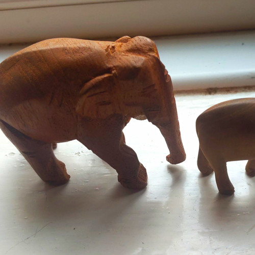 Pair carved wooden elephant - pair,
