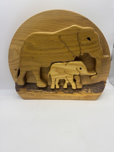 Carved wooden elephant mother - elephant,