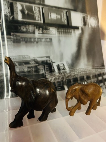 Two wooden elephants - two,