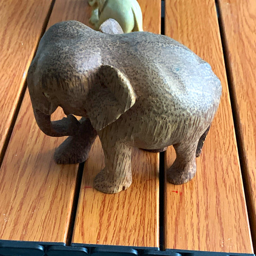 Grey wooden elephant - grey, ornament