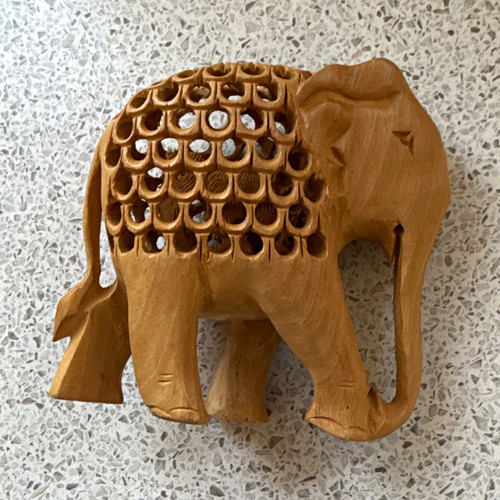Hand carved wooden elephant - carved,