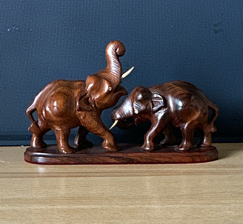 Carved wooden elephant - wooden,