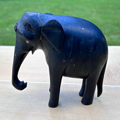 Black carved wooden elephant - wooden,