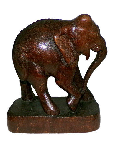 Vintage carved wooden elephant - vintage,
