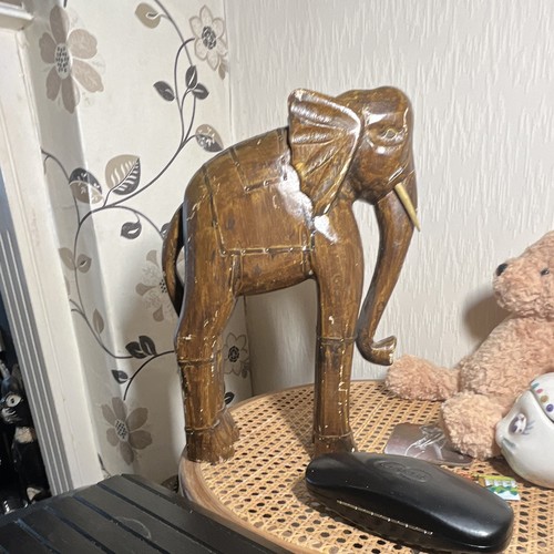 Carved wooden elephant - wooden,