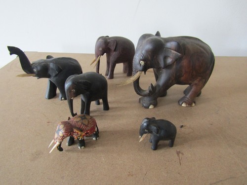 Collection wooden elephants - of,