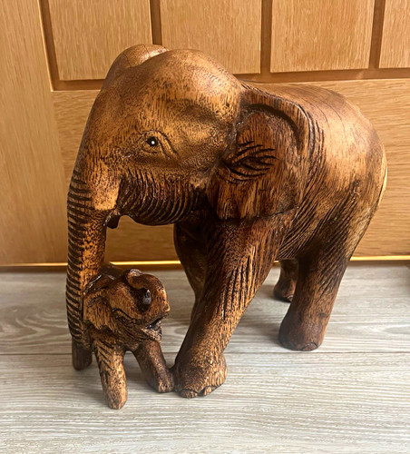 Carved wooden elephant - elephant, &