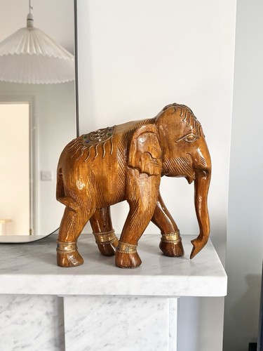 Vintage large hand carved